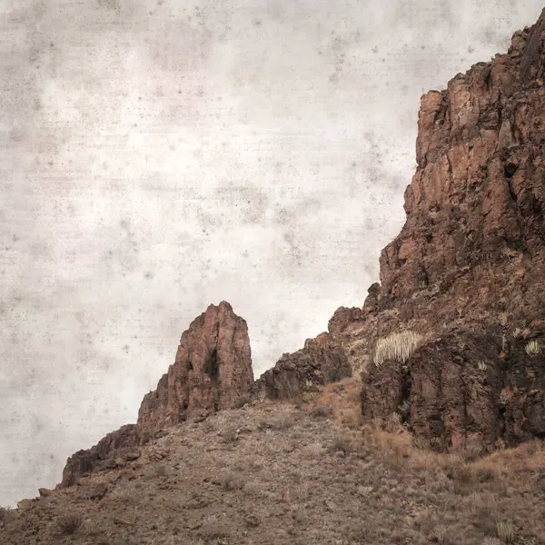 Stylish Textured Old Paper Background Landscape Gran Canaria Deep Ravine — Stock Photo, Image