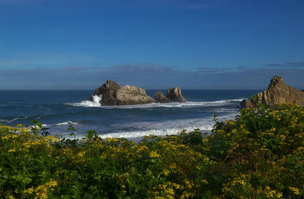 Coast of Cantabria region on Spain north coast landscape along Costa Quebrada, The Broken Coast, December