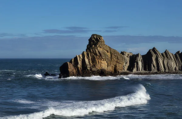 Coast of Cantabria region on Spain north coast landscape along Costa Quebrada, The Broken Coast, December