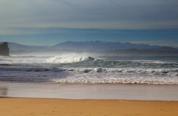 Coast of Cantabria region on Spain north coast landscape along Costa Quebrada, The Broken Coast, December