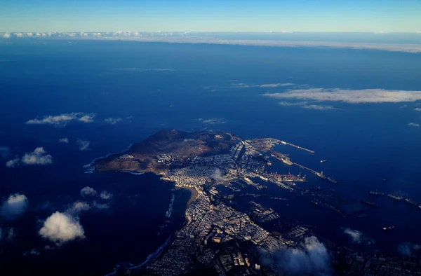 Las Palmas Gran Canaria Vanuit Lucht Winters Weinig Licht — Stockfoto