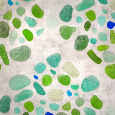 Şık desenli eski kağıt arka planda deniz camı parçacıkları mozaik 