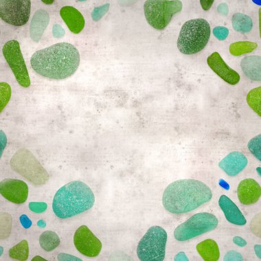 Şık desenli eski kağıt arka planda deniz camı parçacıkları mozaik 