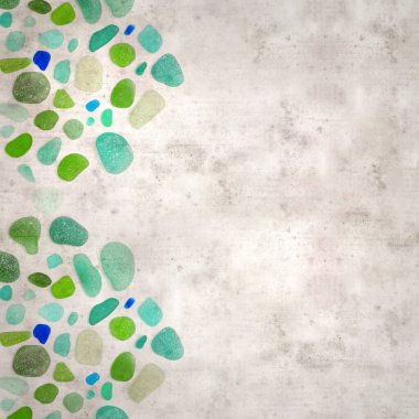 Şık desenli eski kağıt arka planda deniz camı parçacıkları mozaik 