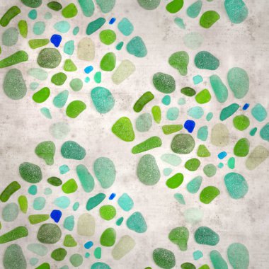 Şık desenli eski kağıt arka planda deniz camı parçacıkları mozaik 