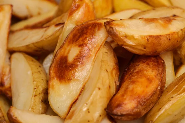 Forno Feito Batata Chips Cunha Conforto Comida Fundo — Fotografia de Stock