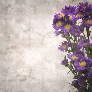  Eski kağıt kare stil eski desenli kağıt arka plan küçük mor paskalya çiçekleri arka plan