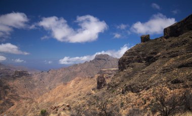 Gran Canaria, adanın merkezi manzarası, Las Cumbres, ie The Summits, yürüyüş rotası Tejeda - Roque Bentayga
