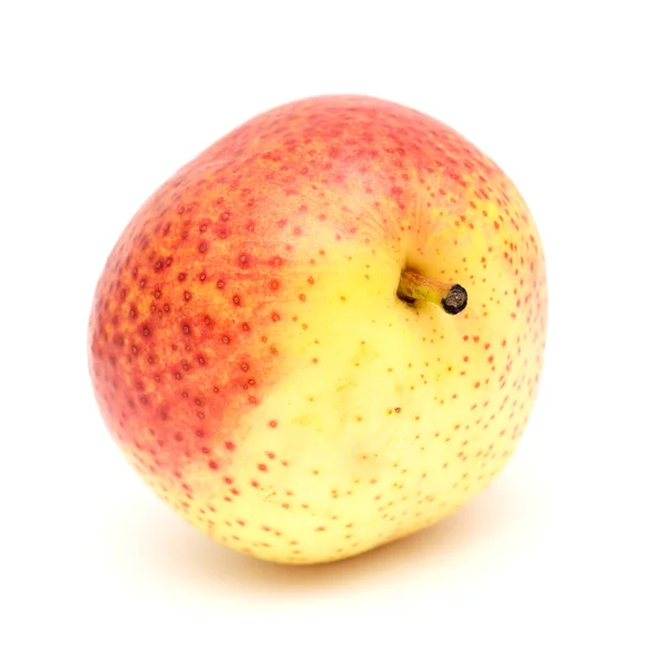 Duże Bardzo Okrągłe Owoce Gruszki Żółtej Czerwonej Izolowane Białym Tle — Zdjęcie stockowe