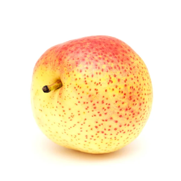 Stor Mycket Rund Gul Och Röd Päron Frukt Isolerad Vit — Stockfoto
