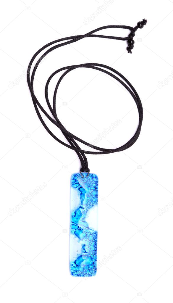 costume jewelry, fused glass pendant isolated on white background