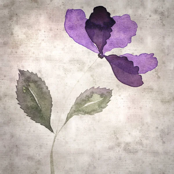 Stijlvolle Textuur Oude Papieren Achtergrond Met Aquarel Eenvoudige Bloemen — Stockfoto
