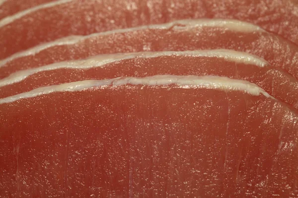 Raw Marinated Pork Lean Loin Cut Thin Sliced Almost All — Stock Photo, Image