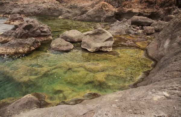 Gran Canaria Piscines Eau Mer Naturelles Calmes Sous Les Falaises — Photo