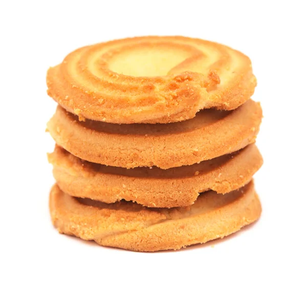 Ring Formade Smulor Kort Bröd Cookies Isolerad Vit Bakgrund — Stockfoto
