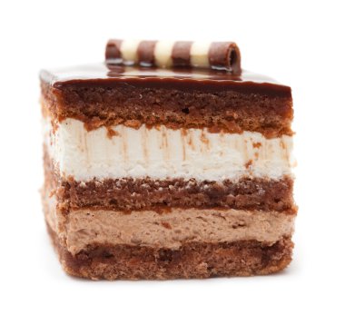 üzerinde beyaz izole çikolata layer cake