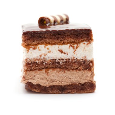 üzerinde beyaz izole çikolata layer cake