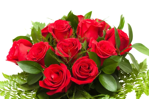 Bunch of red roses in florist wrapping — Stock Photo, Image