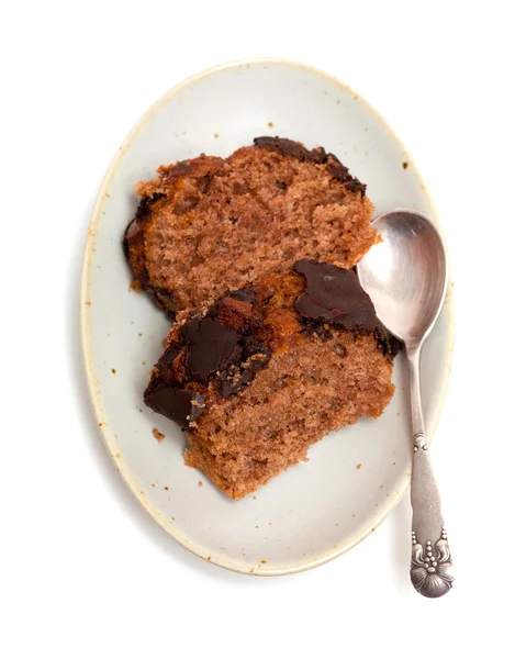 皿にチョコレート ケーキ バー — ストック写真