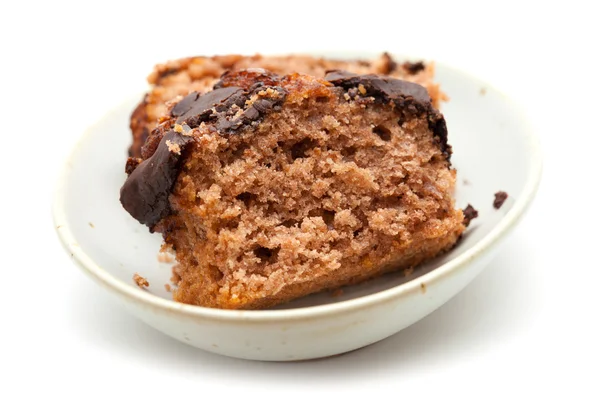 Barra de pastel de chocolate en un plato —  Fotos de Stock