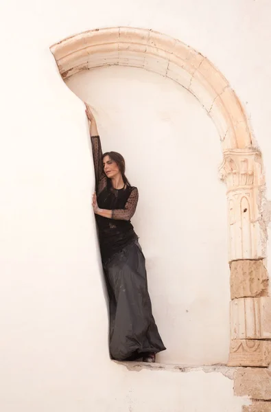 Flamenco and old church — Stock Photo, Image