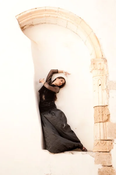 Flamenco and old church — Stock Photo, Image