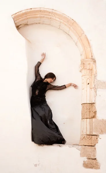 Flamenco and old church — Stock Photo, Image