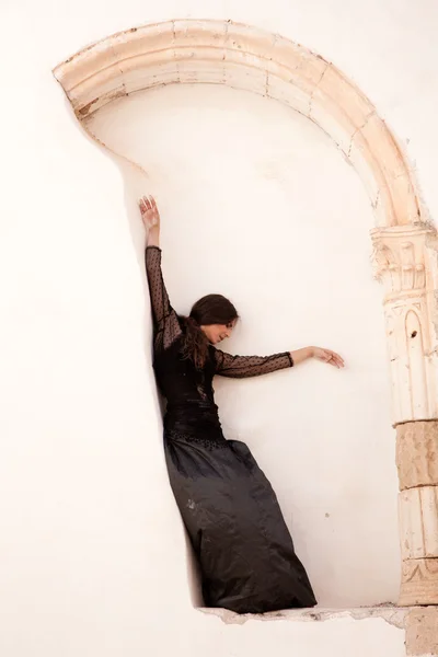 Flamenco and old church — Stock Photo, Image