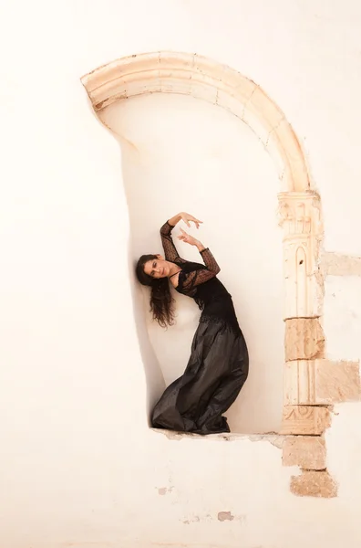 Flamenco and old church — Stock Photo, Image