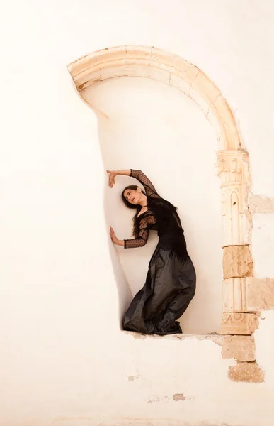Flamenco and old church — Stock Photo, Image