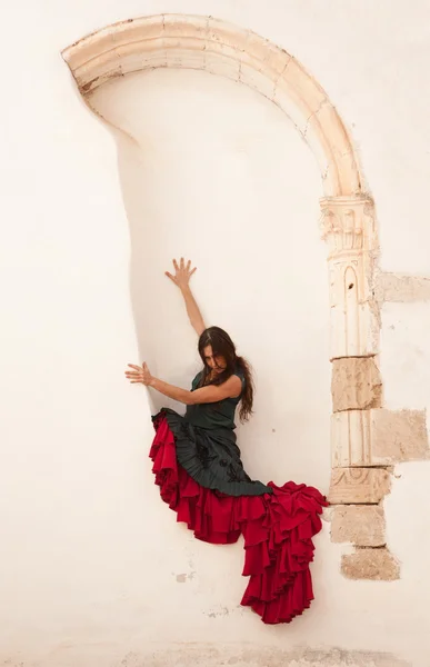 Flamenco and old church — Stock Photo, Image