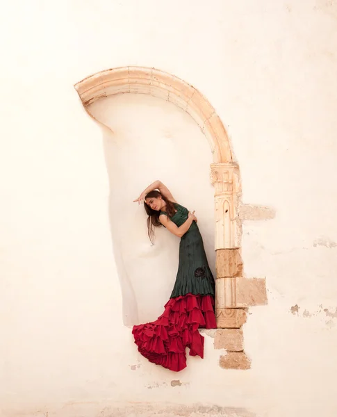 Flamenco and old church — Stock Photo, Image