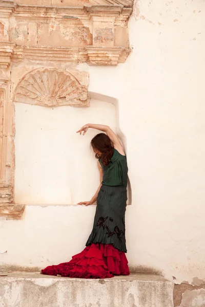 Flamenco and old church — Stock Photo, Image