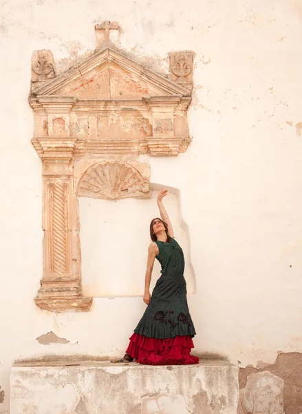 Flamenco and old church — Stock Photo, Image