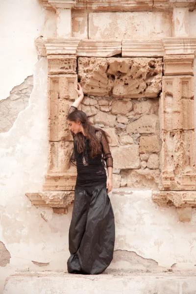 Flamenco and old church — Stock Photo, Image