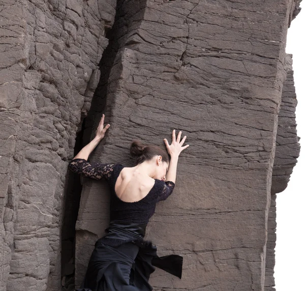 Bailarina Flameco en un barranco de basalto —  Fotos de Stock