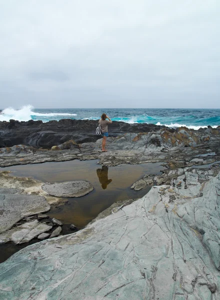 Gran Canaria, Severní západní pobřeží v oblasti Banaderos, staré lávové pole — Stock fotografie