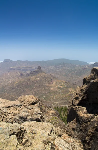 Śródlądowych centrum Gran Canaria, widok na zachód od Roque Nublo — Zdjęcie stockowe