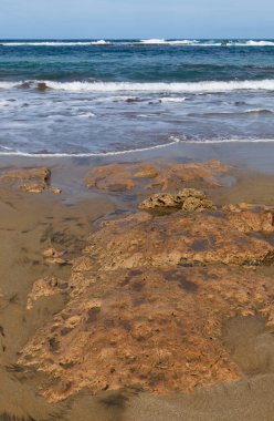 Las Canteras plajı, Las Palmas de Gran Canaria 'daki ana kasaba plajı, kış fırtınaları ve mevsimsel akıntılar Cicer, Pena de la Vieja ve Playa Chica sahillerindeki kumların bir kısmını kaldırdı.