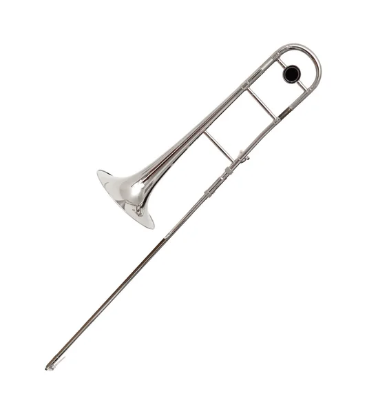 Trombón de plata aislado — Foto de Stock