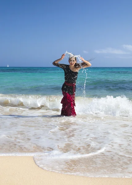 Flamenco and ocean — Stock Photo, Image