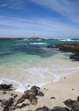 Faro de Toston çevresini Fuerteventura, Kanarya Adaları,