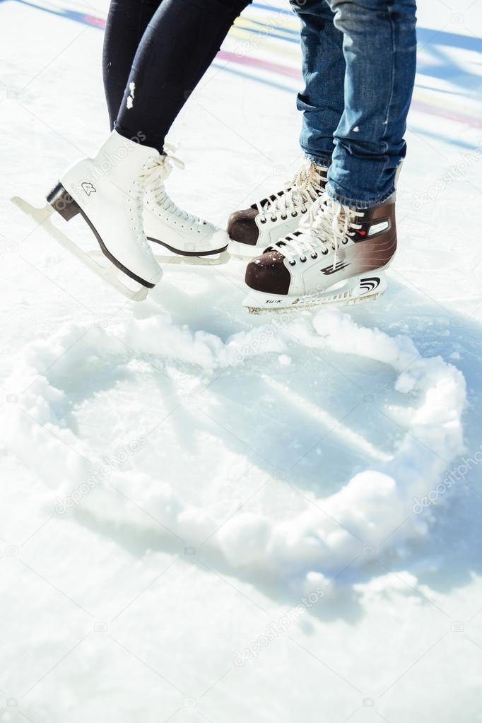 Snow, winter, cold, heart, love, foot, skates