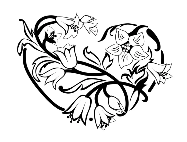 Coeur de fleurs — Image vectorielle