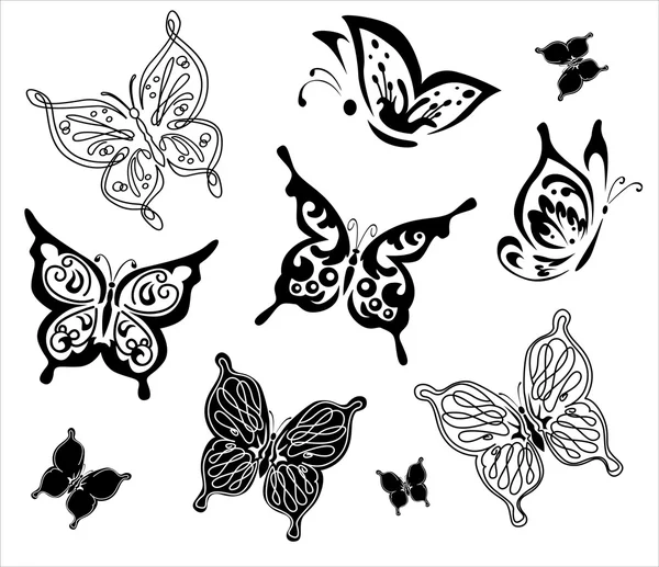 Silhouette of butterflies — Stock Vector