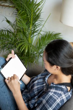 Stylus kalem tutan ve evde dijital masa ile çalışan serbest çalışan bir kadın..