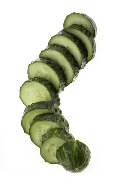 Cut cucumber on a white background — Stock Photo, Image