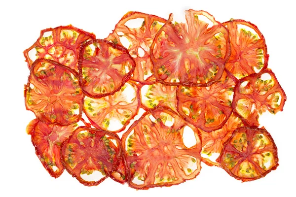 Sonnengetrocknete (getrocknete) Tomaten Nahaufnahme auf weißem Hintergrund — Stockfoto