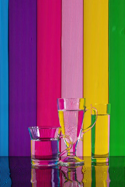 Abstract Still Life Glasses Water Color Bright Background — Stock Photo, Image
