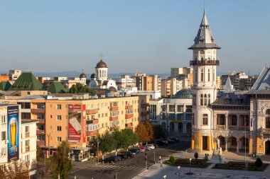 Buzau, Romanya - 11 Ağustos 2017: Romanya 'nın Buzau kentinin Panoraması.
